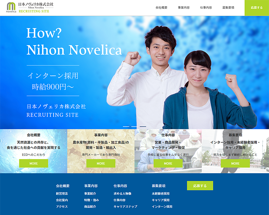 日本ノヴェリカ株式会社採用サイト PC画像